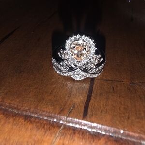 Sterling Silver 925 Ring With Rhinestones & Faux Gemstones Size 7